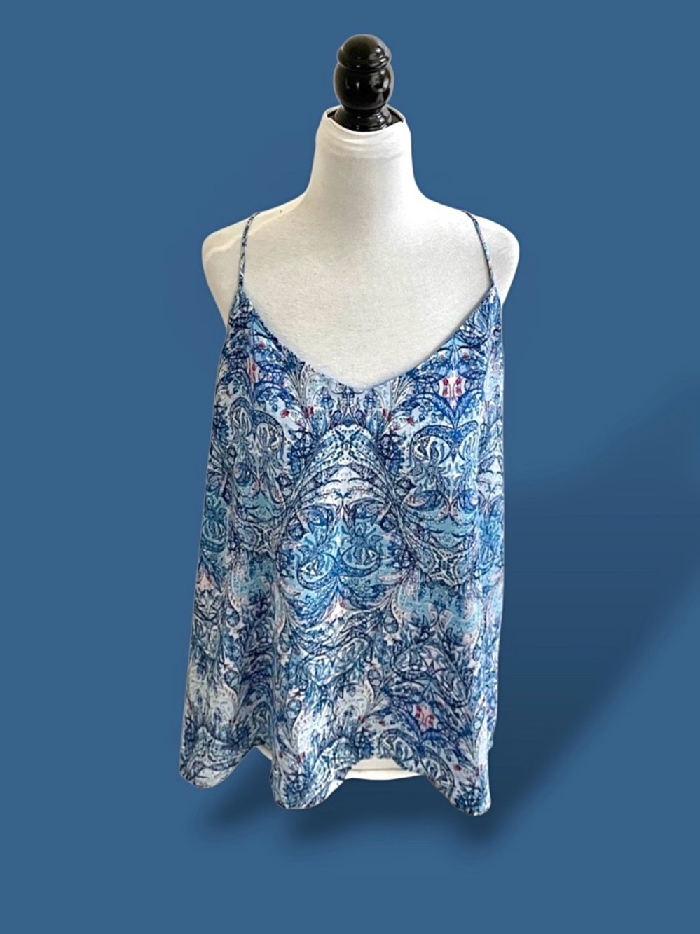 Lila Rose Blue Floral Chiffon Cami Top Size L